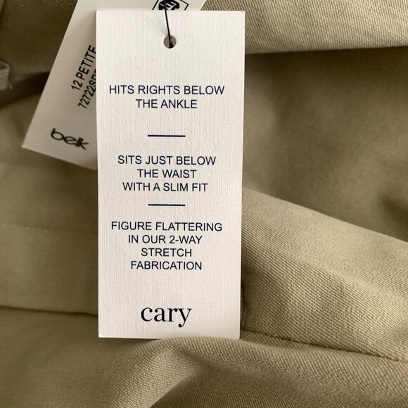 Crown & Ivy Petite Pants Cary Style Straight Ankle Stretch Khaki Size 12P NWT - Picture 8 of 9